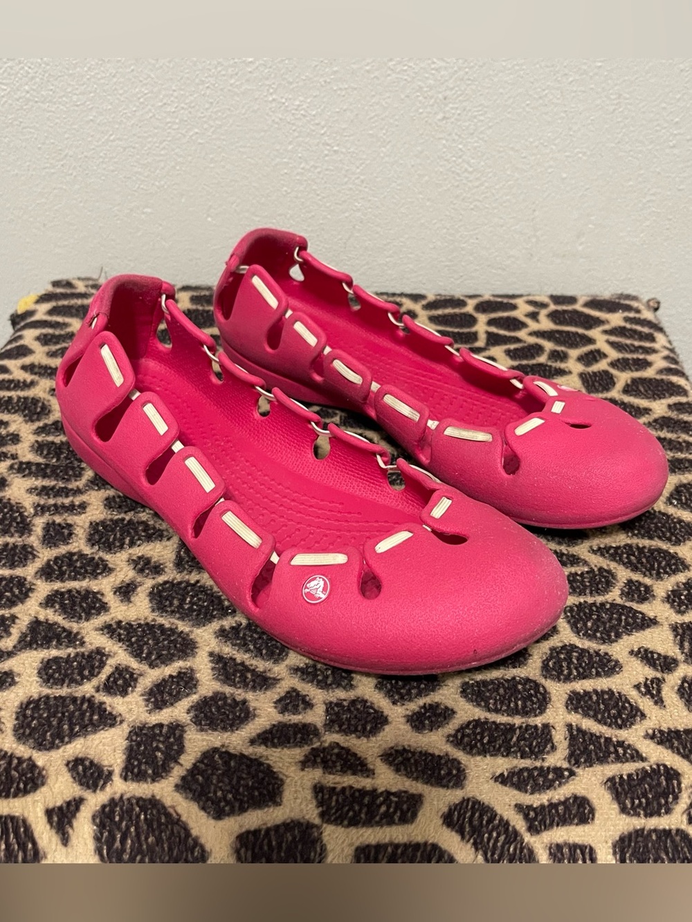 Crocs Springi Slip On Ballet Flats Rubber Pink Comfort Casual Womens 9